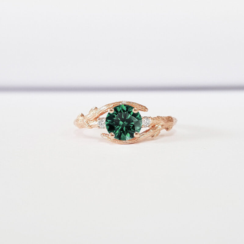 Lab grown sapphire nature inspired ring — 1