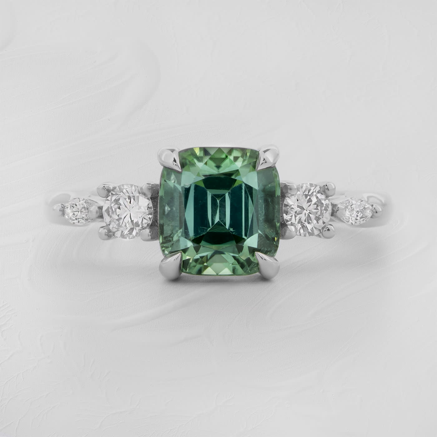 'Sonder' Green tourmaline and diamond ring