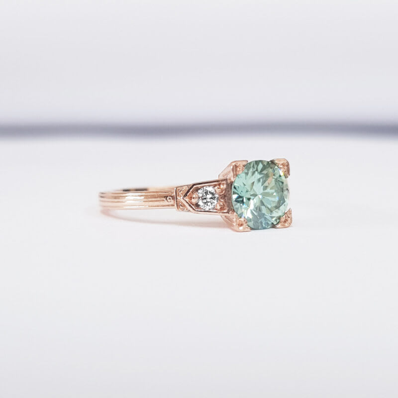 'Erté' Mint moissanite and diamond engagement ring — 4