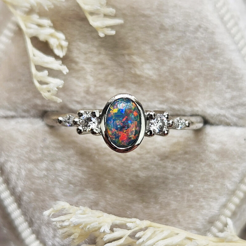 Black opal and diamond ring — 1