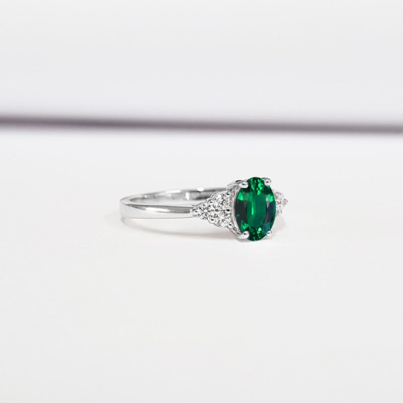 'Maeve' Lab Emerald and diamond ring  — 3