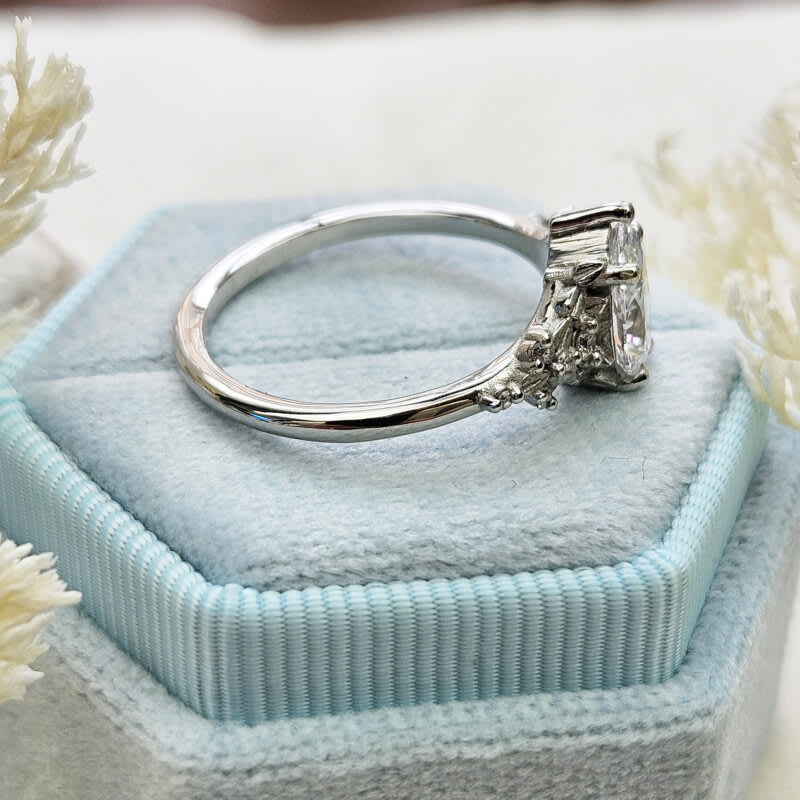 Nature inspired pear lab grown diamond ring — 4