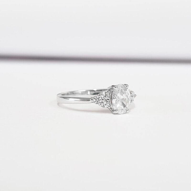 'Maeve' Moissanite and diamond oval engagement ring — 2