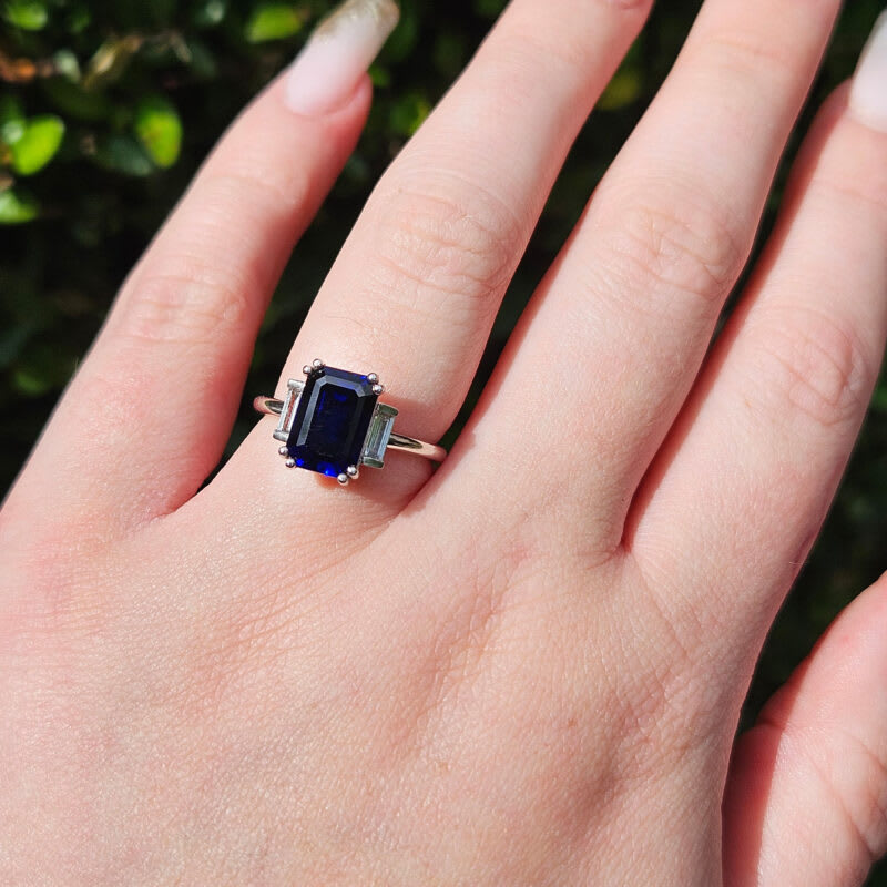 'Vivienne' Art deco inspired sapphire and diamond ring - alternate view