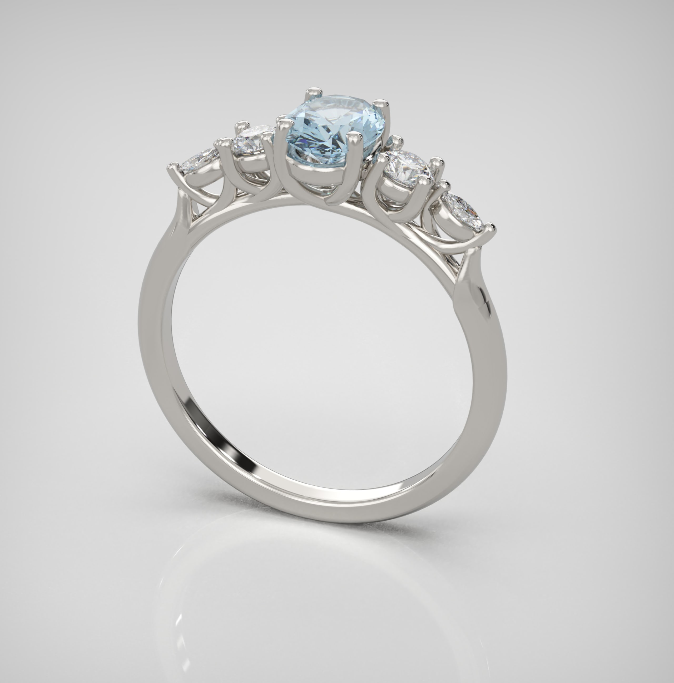 'Sonder' Oval aquamarine with lab-grown diamonds — 3