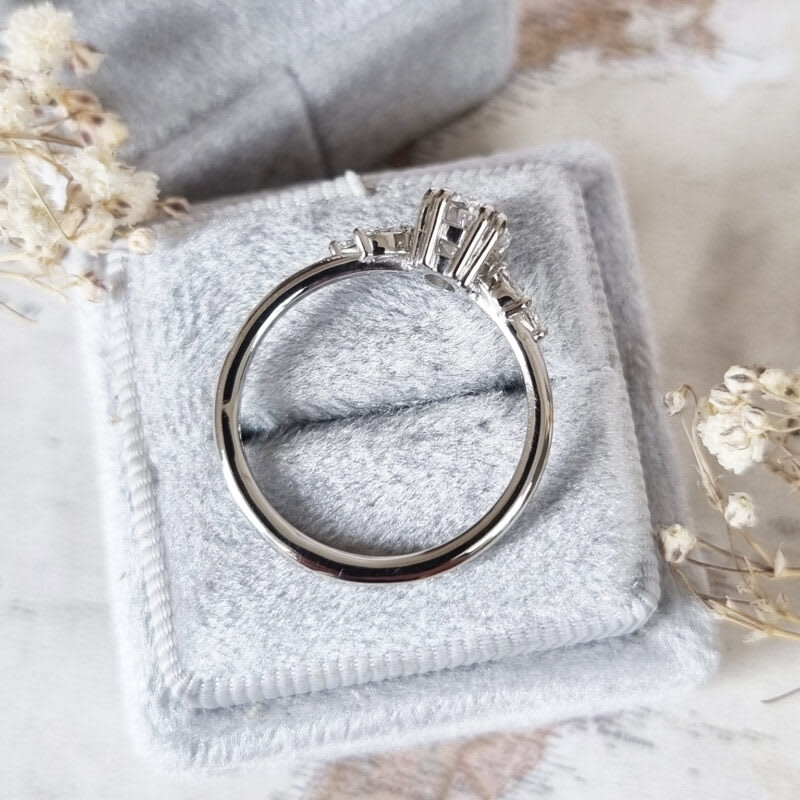 Lab grown diamond floral engagement ring handmade in platinum — 6