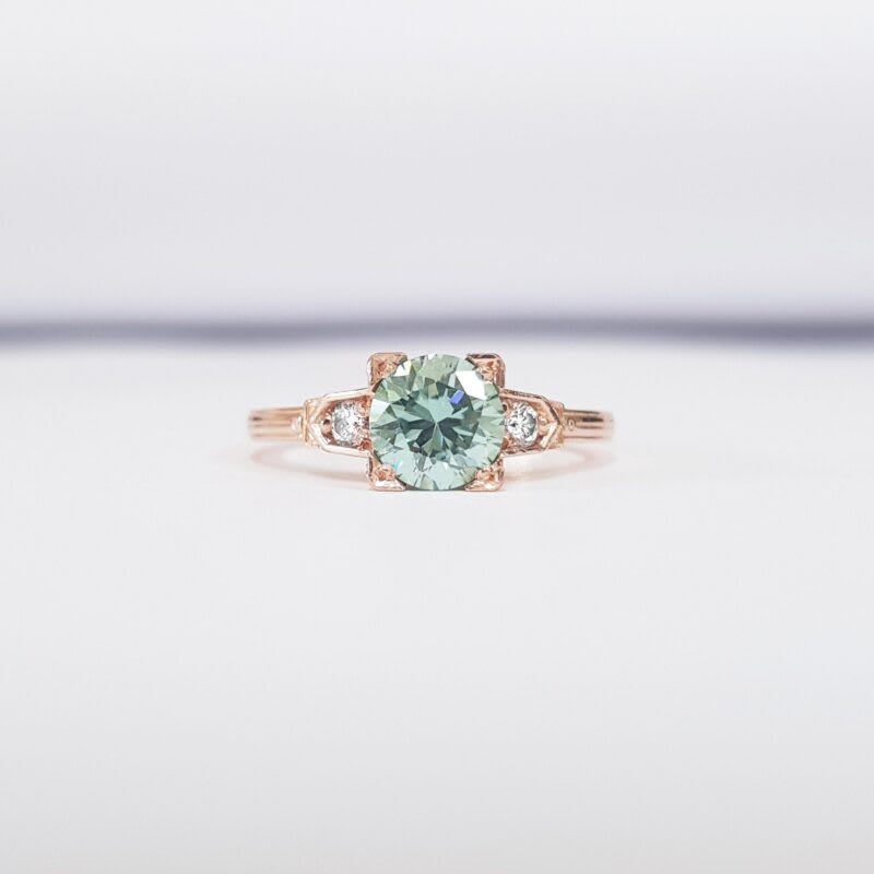 'Erté' Mint moissanite and diamond engagement ring — 1