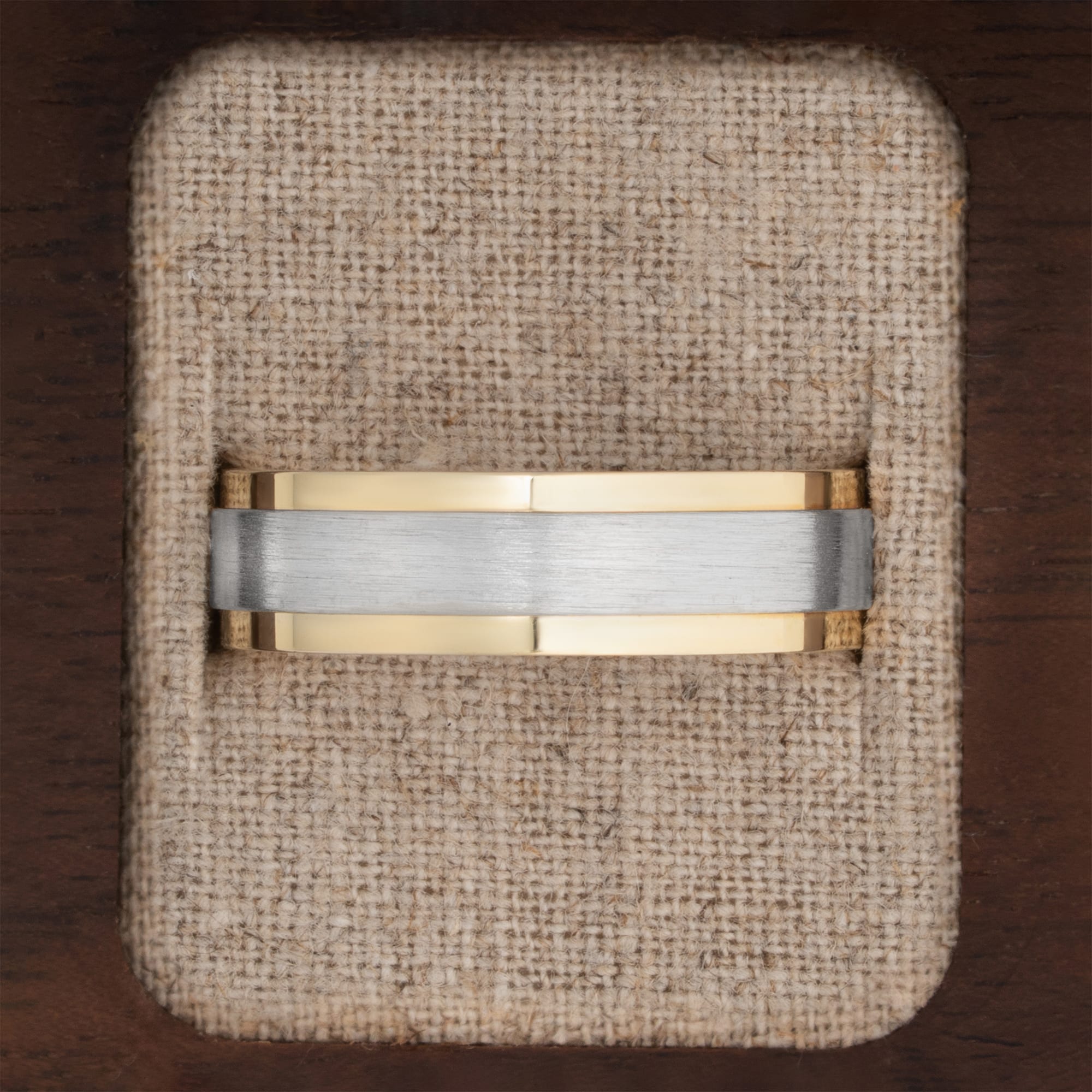 Two tone stepped edge wedding band  — 3
