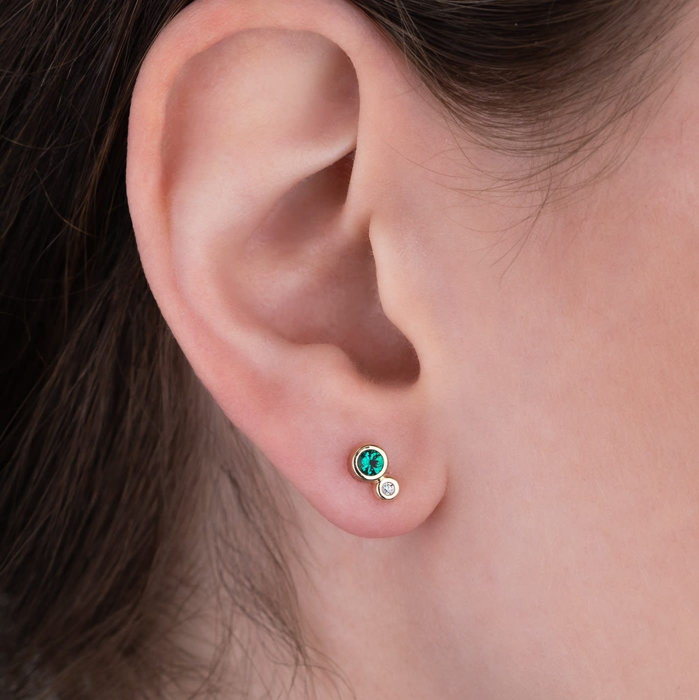 Two stone emerald and diamond earrings — 3