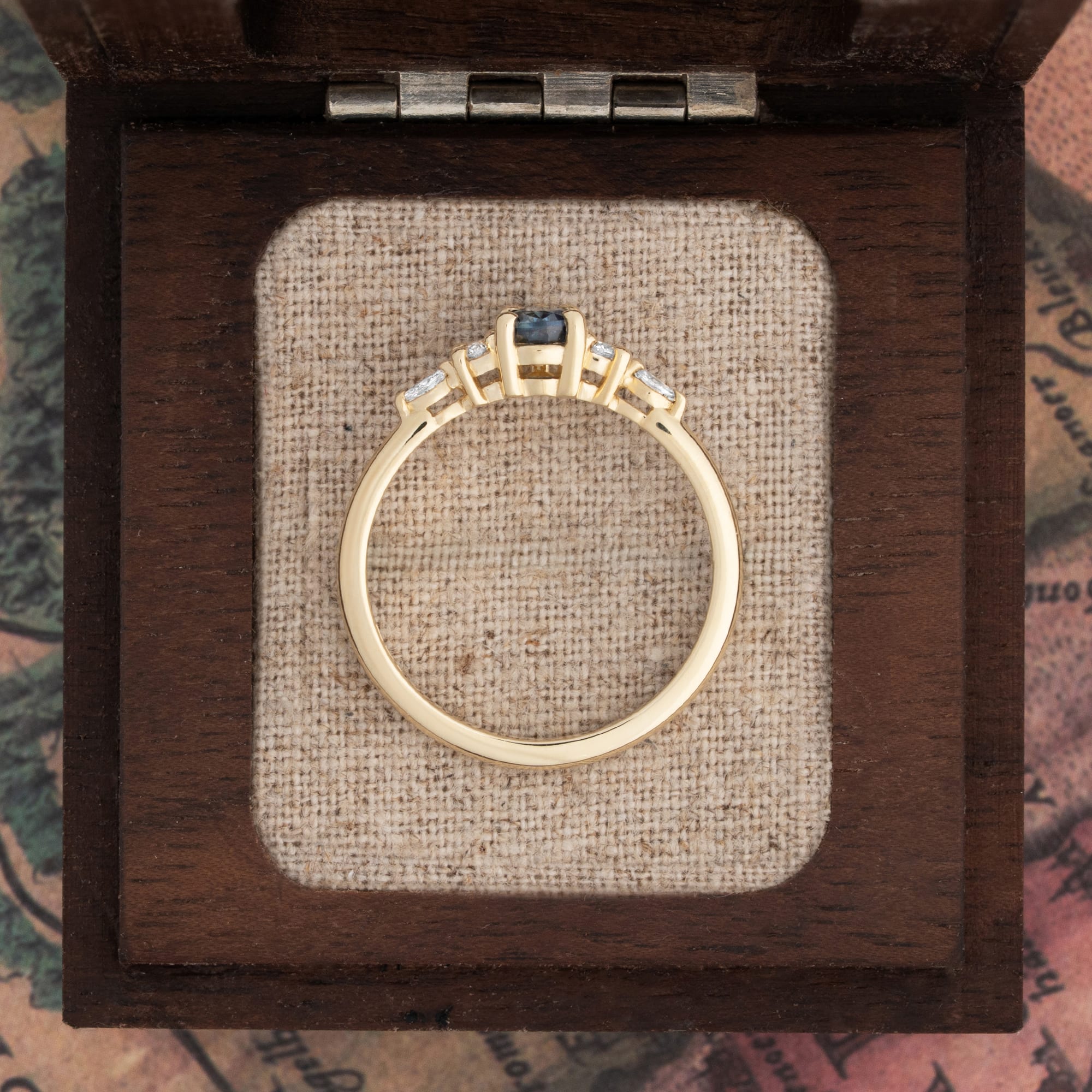 'Arlet' Pear ocean blue sapphire and diamond ring — 3