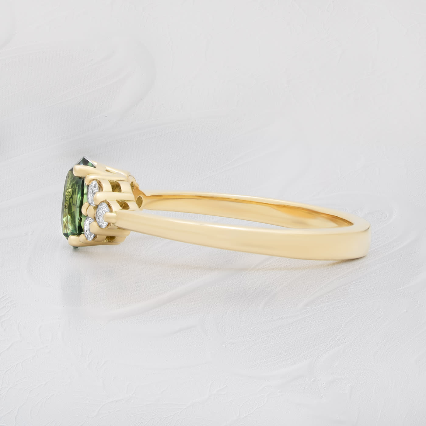 Teal sapphire and diamond ring — 2