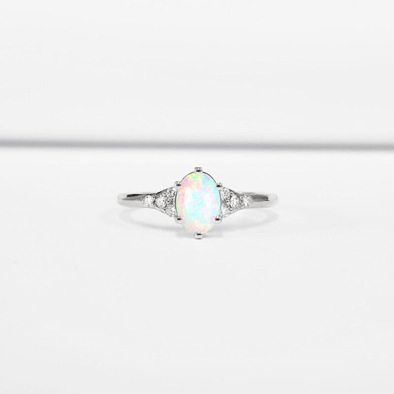 Opal and diamond art deco inspired ring  — 1