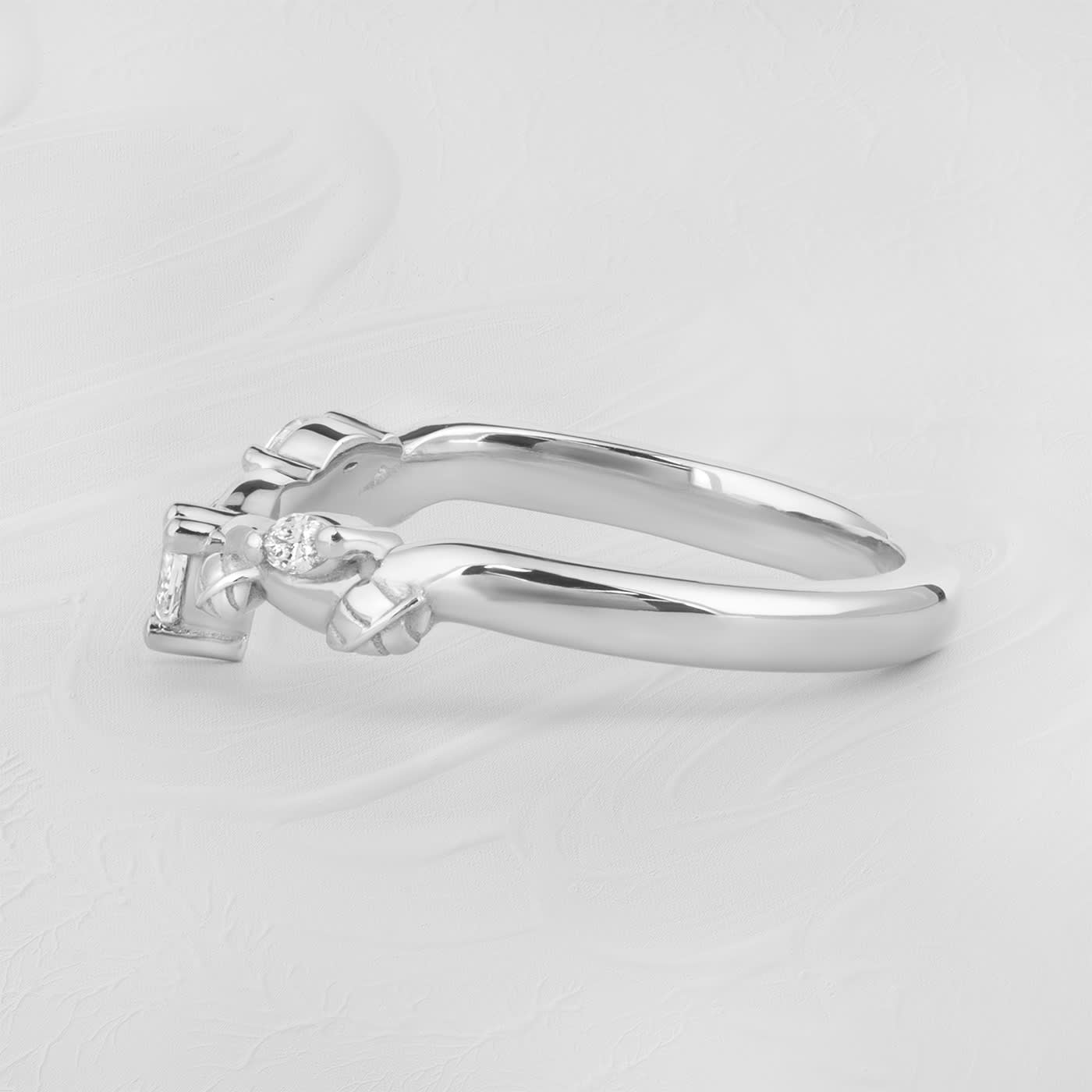 Shaped diamond leaf wedding band — 2