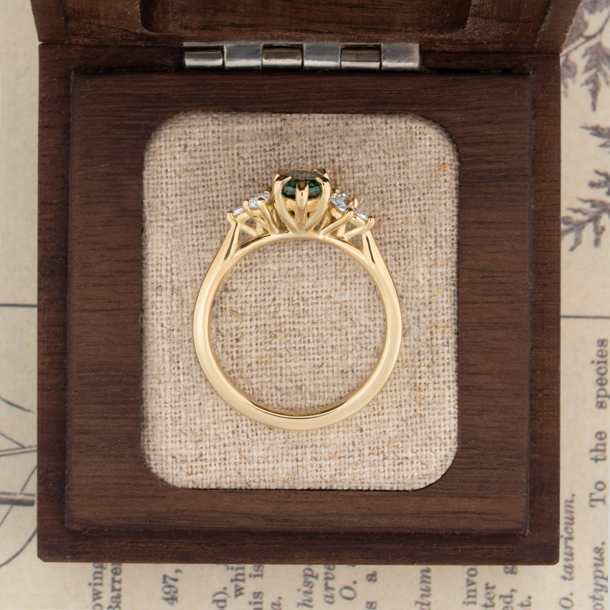 'Dawnflower' Lab grown emerald and diamond ring — 4