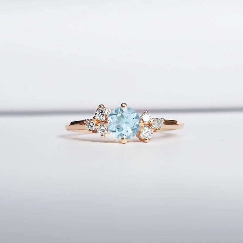 Aquamarine and diamond cluster engagement ring  product image