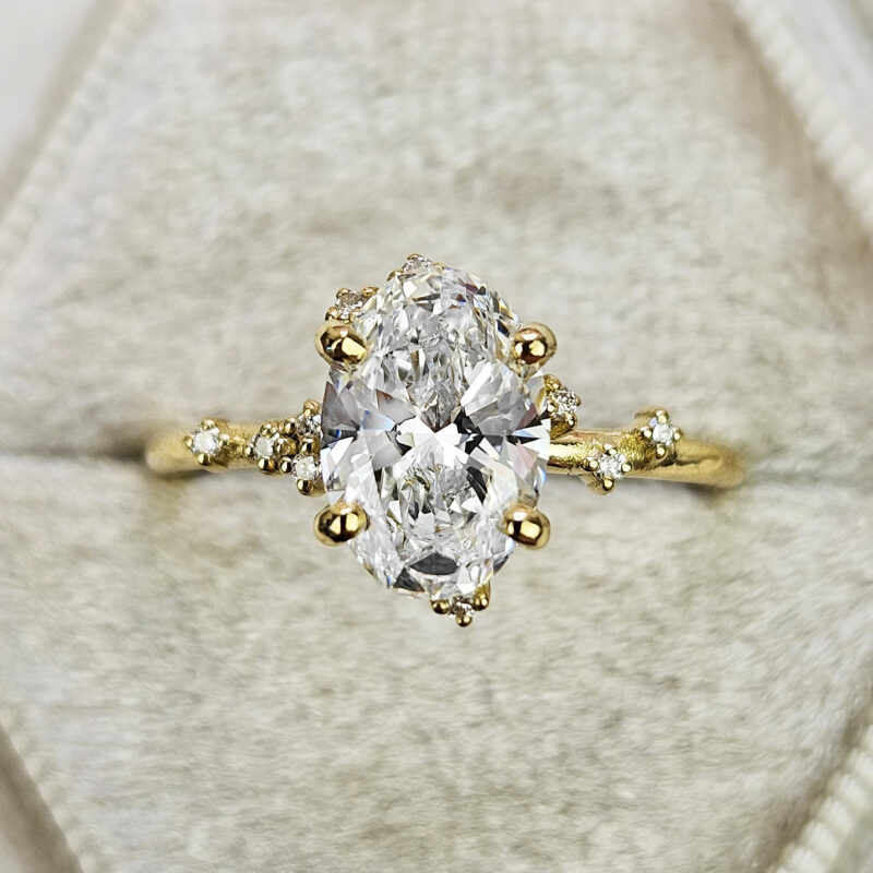 Oval lab grown diamond ring in 18ct yellow gold product image