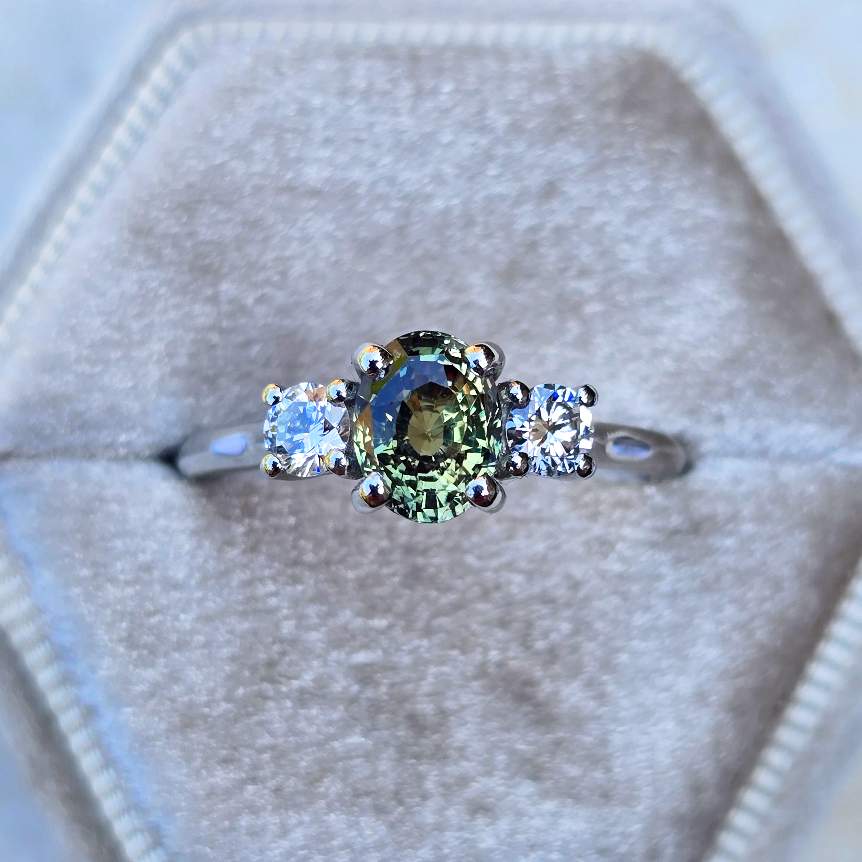 Natural Alexandrite and Diamond ring product image