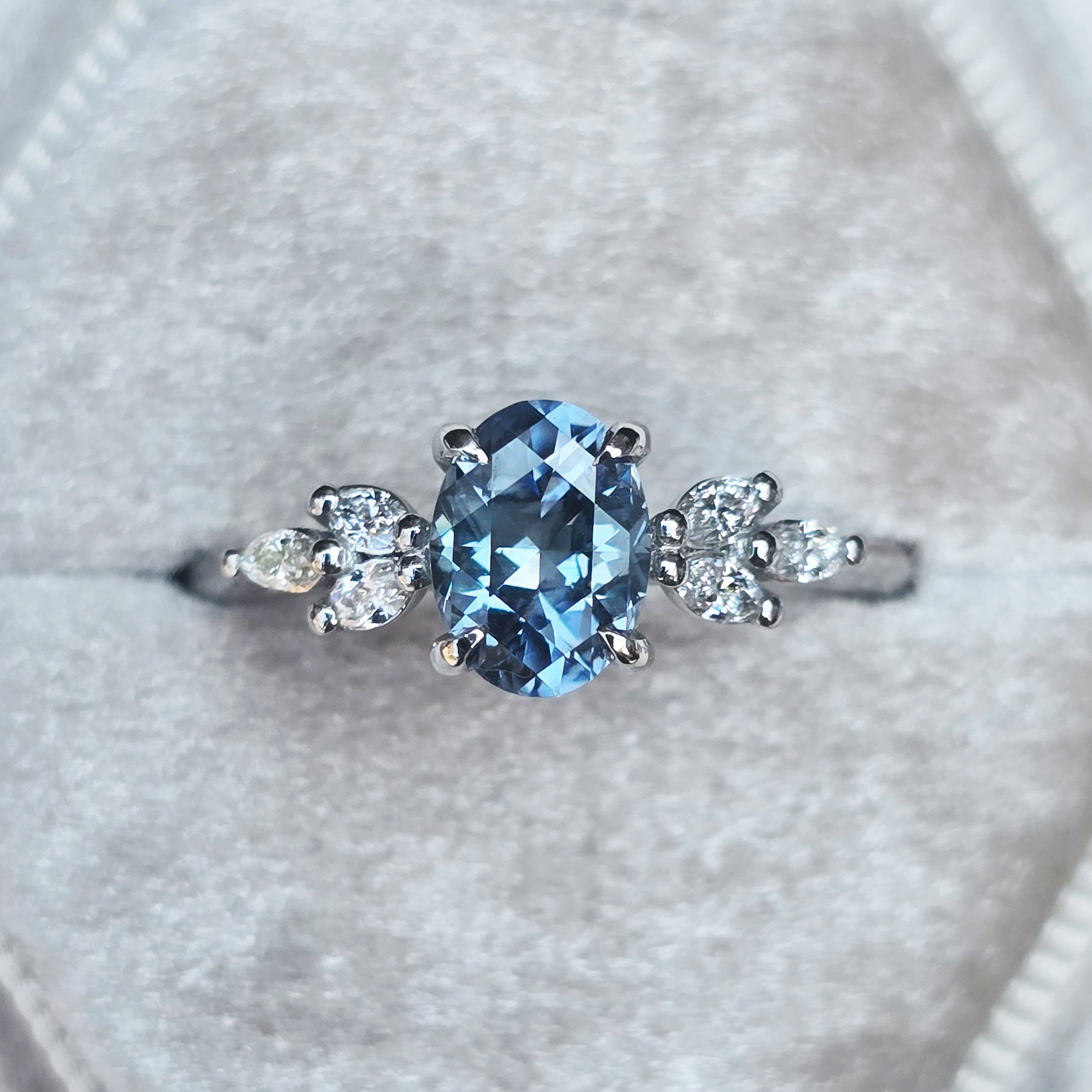 Precision icy blue sapphire and diamond ring product image