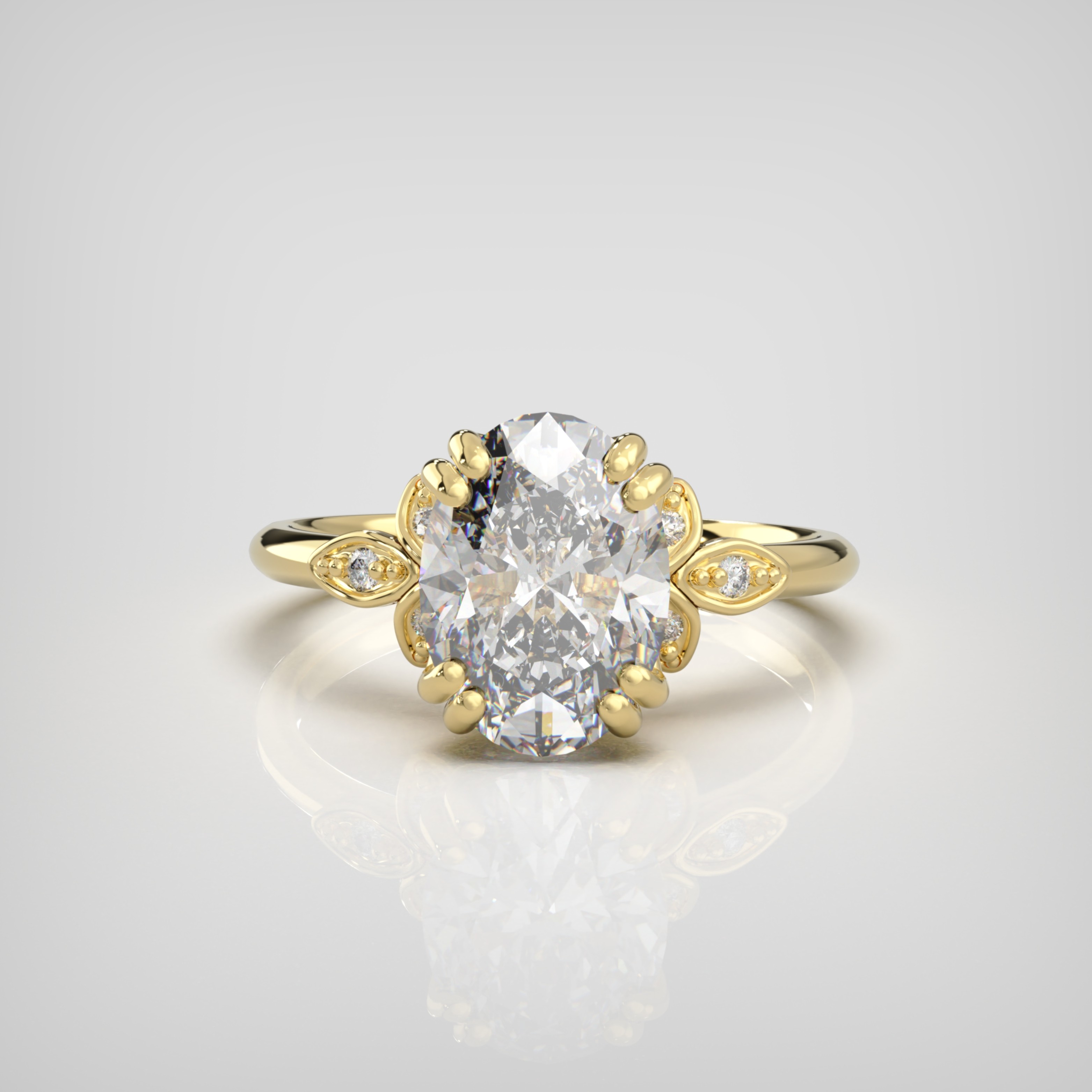 'Leaf & Blossom' Oval lab-grown diamond ring product image