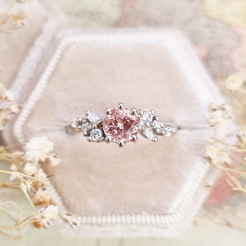 Chatham champagne sapphire and diamond floral ring product image