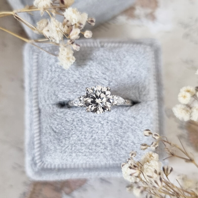 Lab grown diamond trilogy engagement ring product image