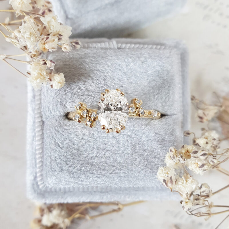 Oval cut lab grown diamond cherry blossom ring product image