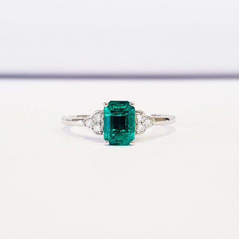 Emerald and Diamond Art Deco, 1920's Engagement Ring product image