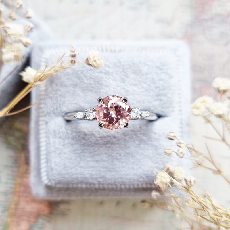 Champagne sapphire and diamond 5 stone ring in platinum product image