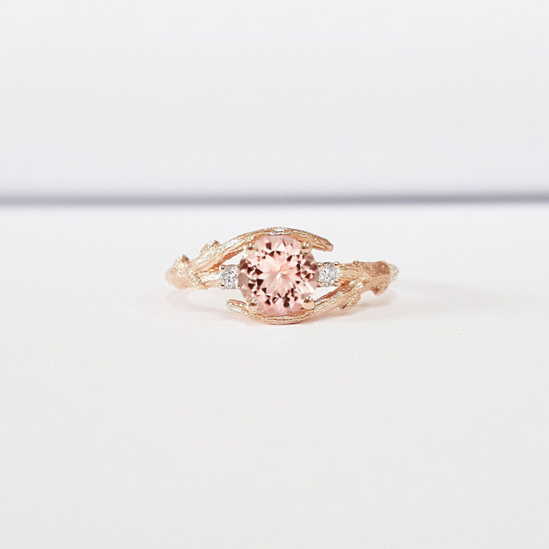 Lab grown champagne sapphire and diamond engagement ring  product image