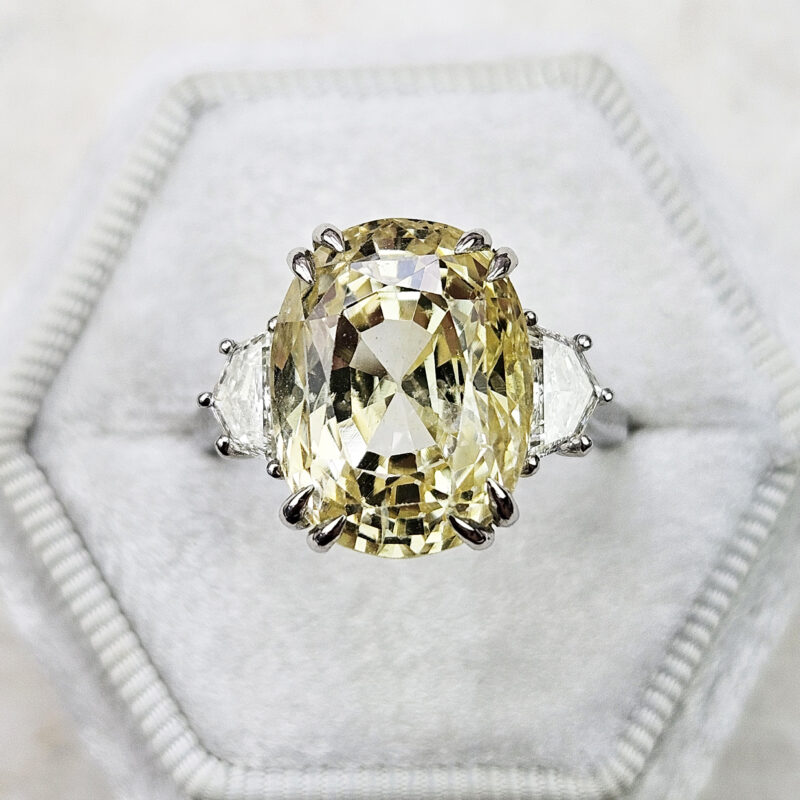 Yellow sapphire and diamond trilogy ring product image