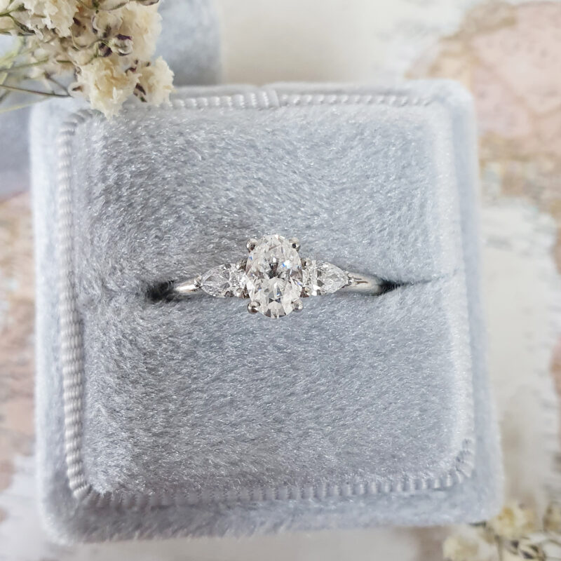 Oval and pear lab grown diamond trilogy ring product image