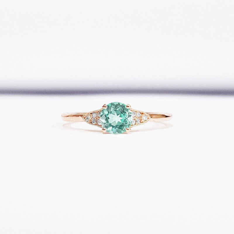 Mint sapphire and diamond engagement ring product image