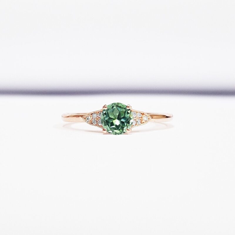 Green sapphire and diamond engagement ring  product image