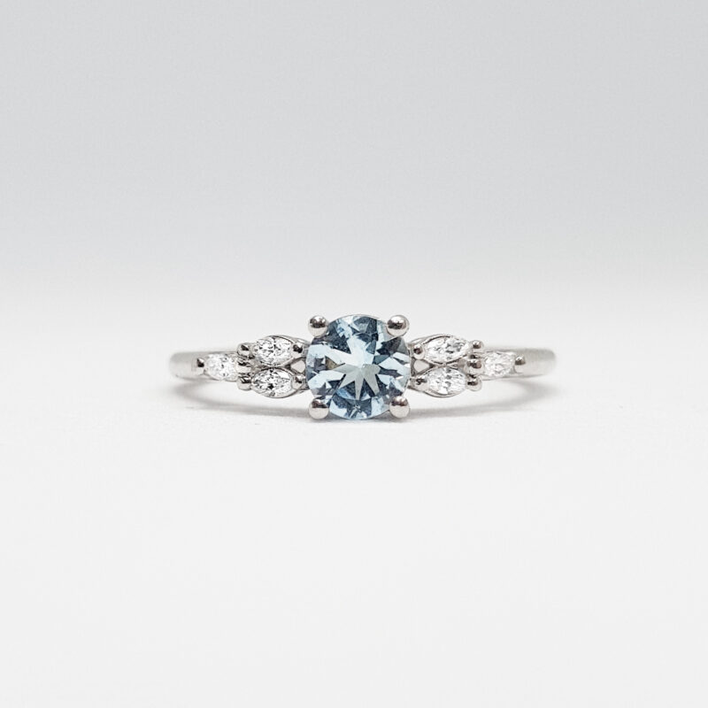 Aquamarine and marquise diamond ring product image