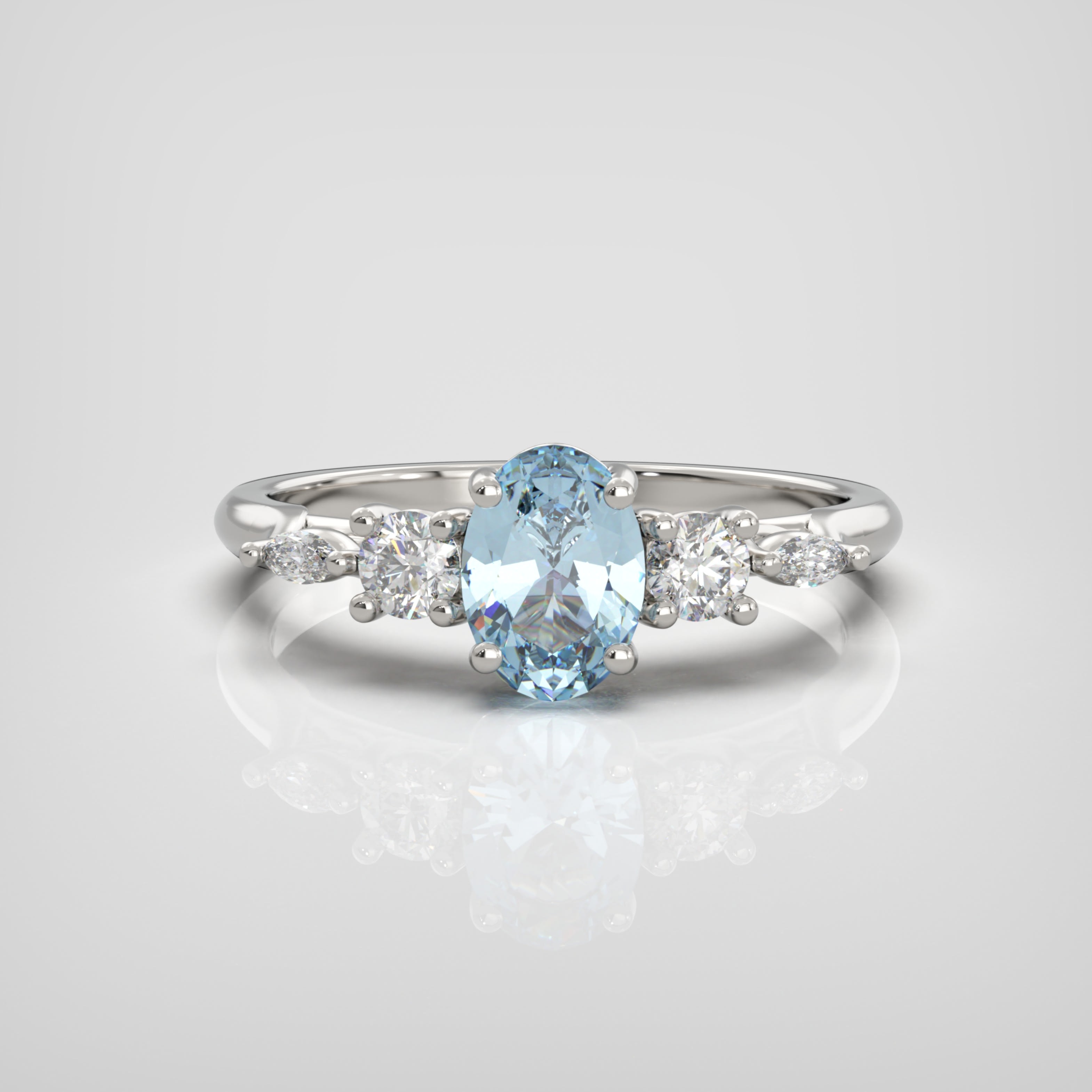 'Ocean's Embrace' Oval aquamarine with lab-grown diamonds product image