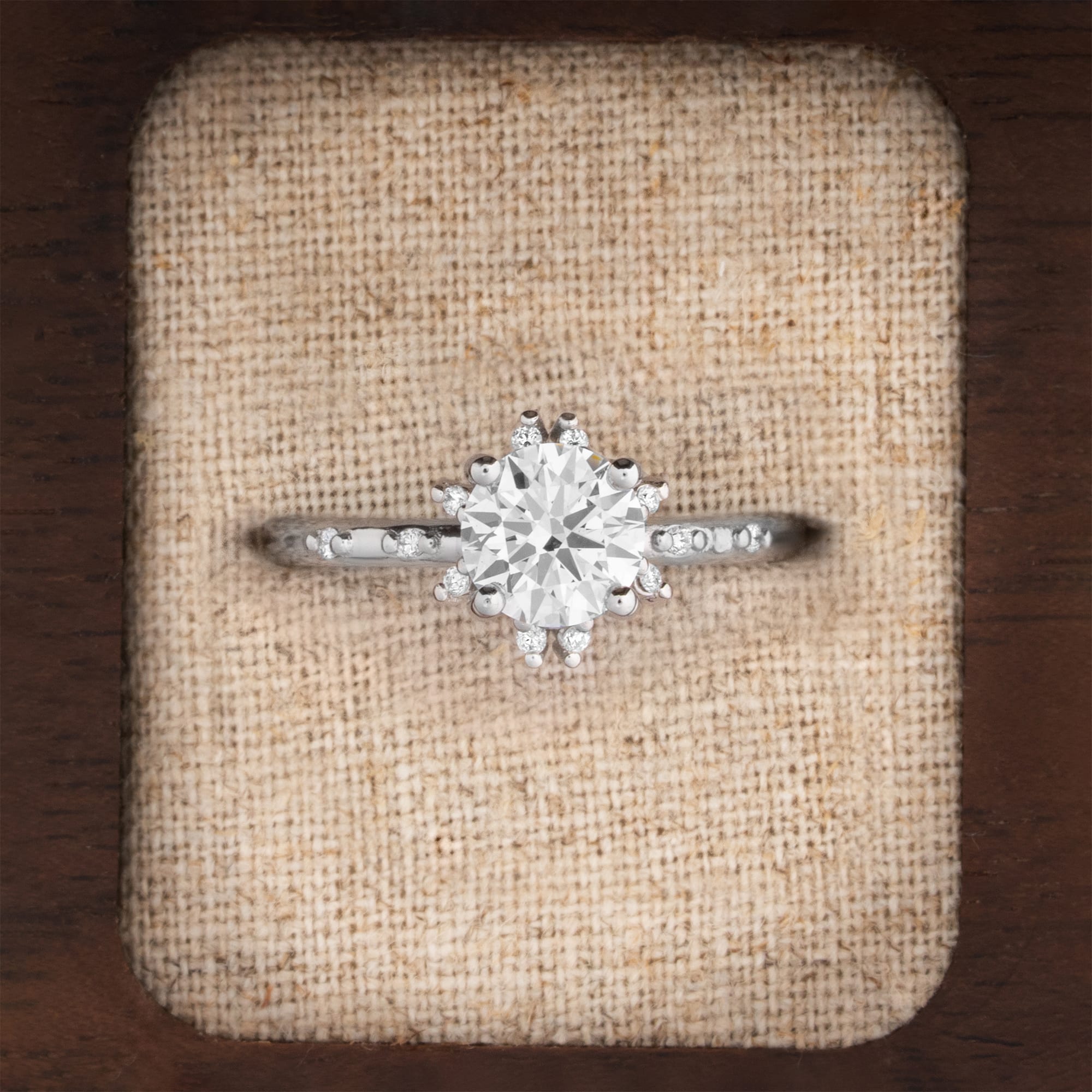 Round lab grown diamond ring in platinum