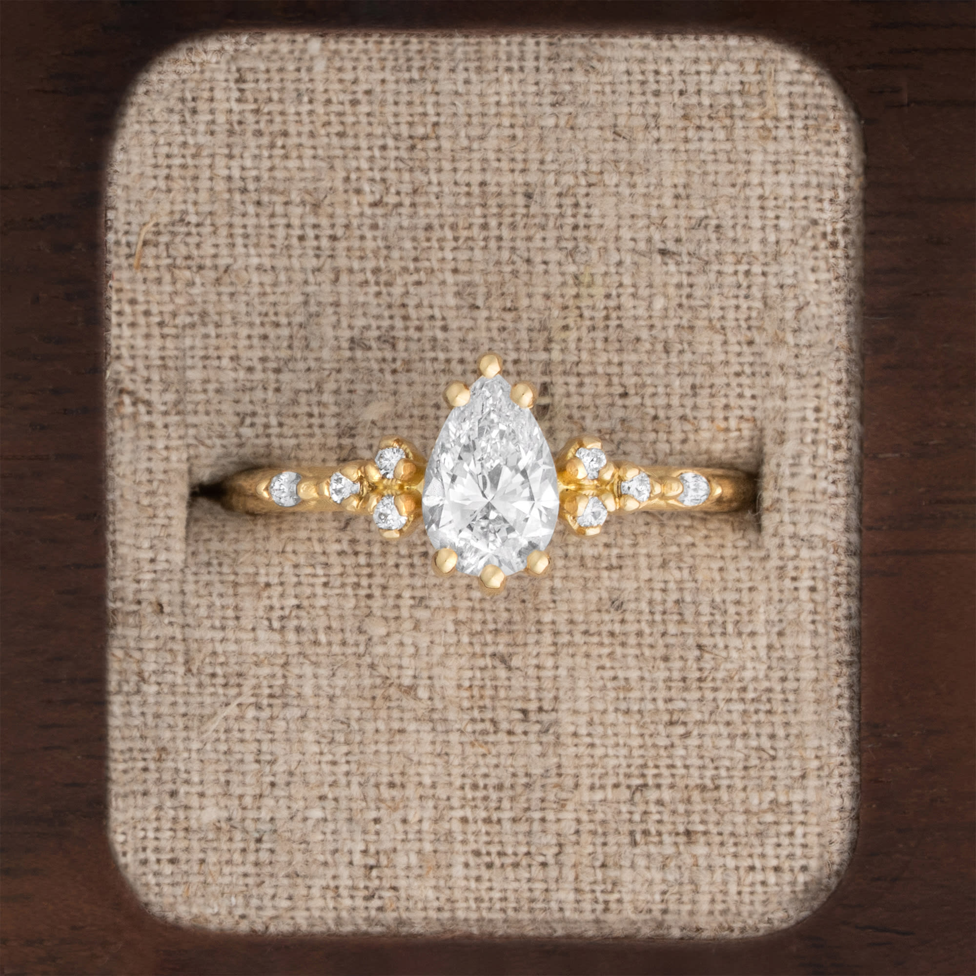 Pear cut lab grown diamond floral ring