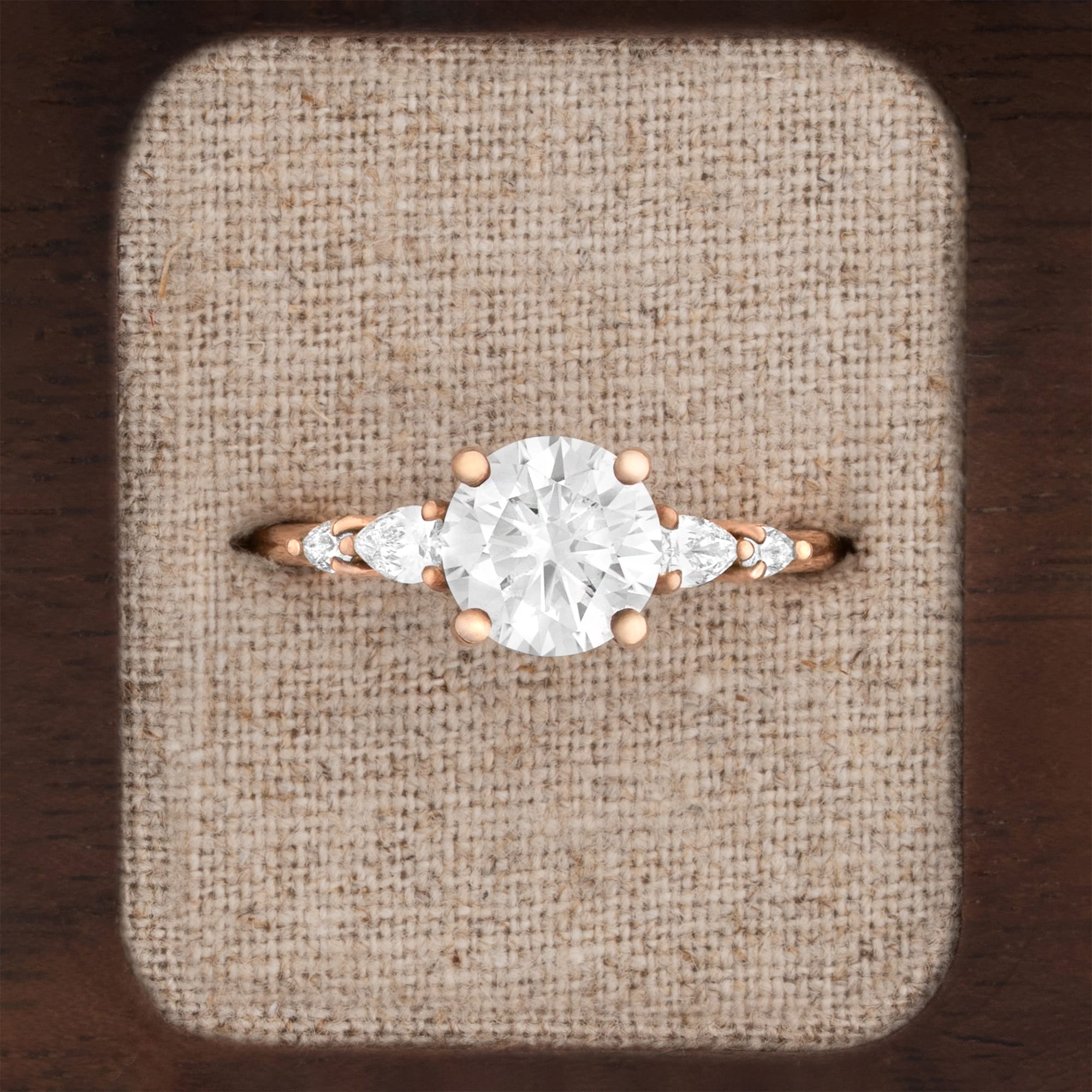 Moissanite and pear shape Diamond engagement ring — 1