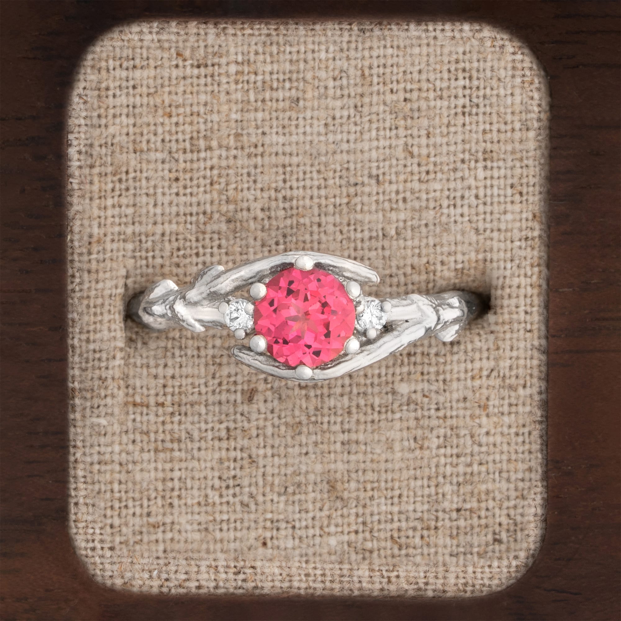 Padparadscha sapphire and diamond nature ring  — 1