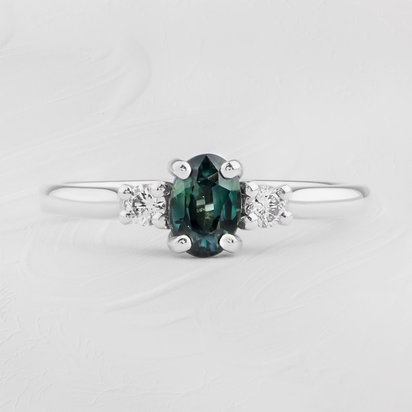 Teal sapphire and diamond ring product image