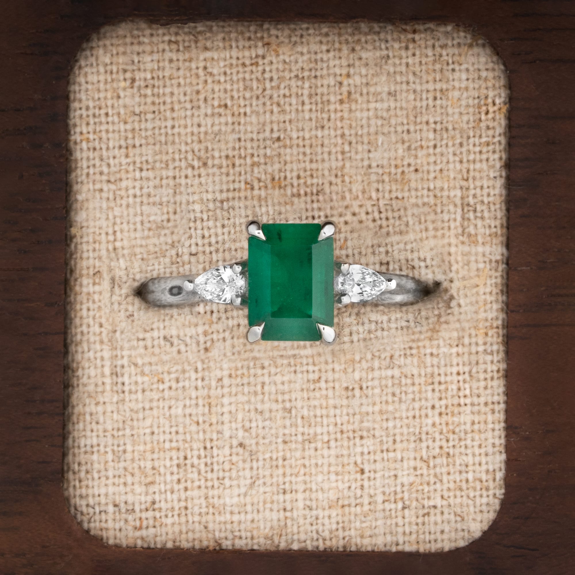 Emerald and diamond trilogy ring product image