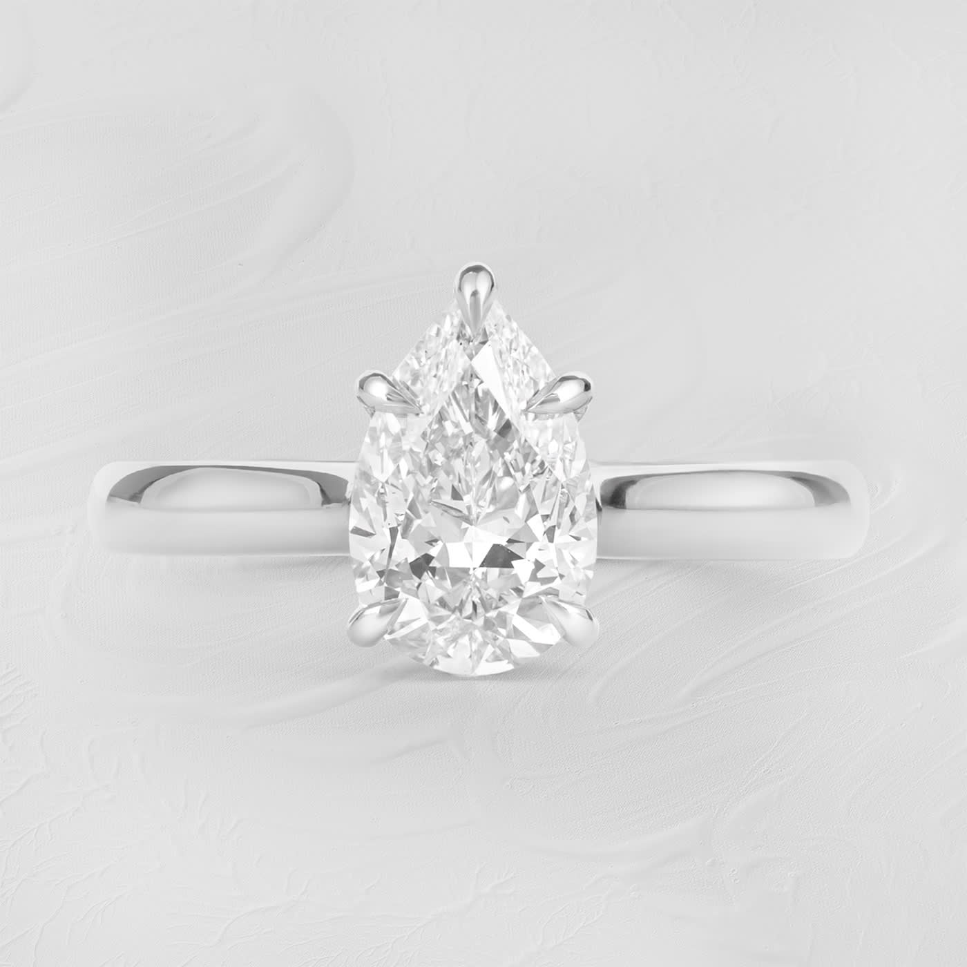 Pear lab diamond solitaire ring  product image