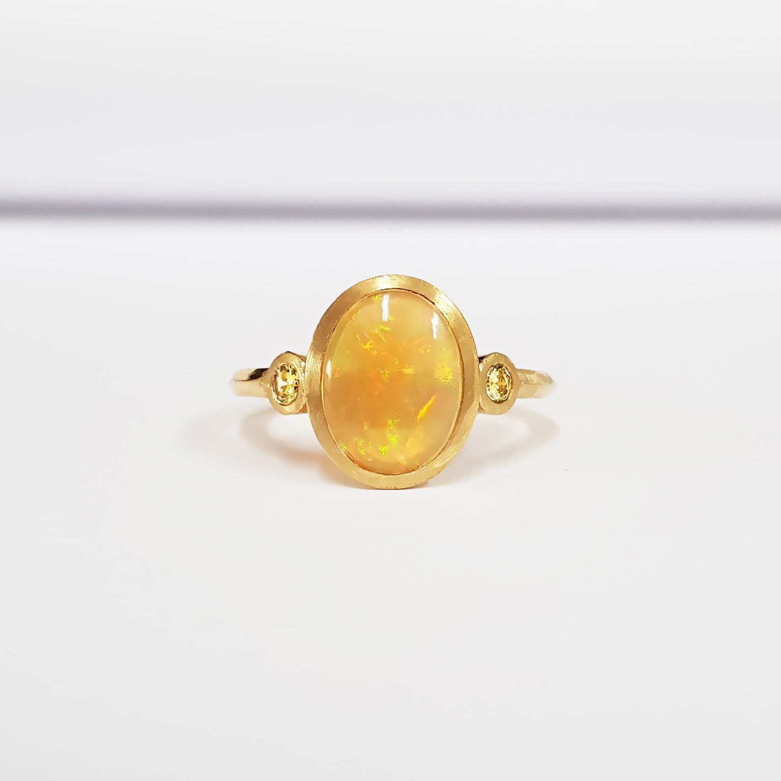 Opal and yellow diamond engagement ring  product image