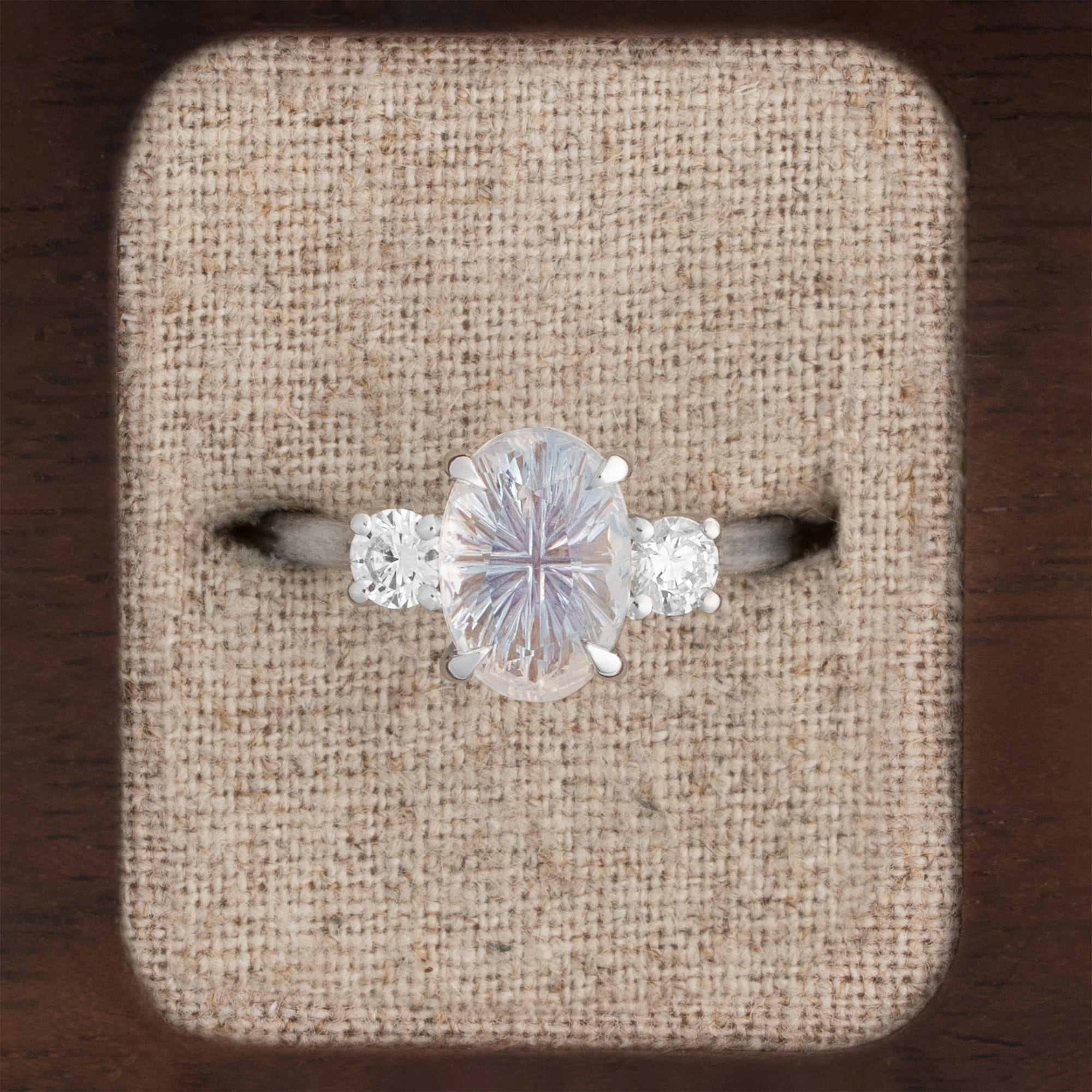 Fantasy cut moonstone and diamond ring — 1