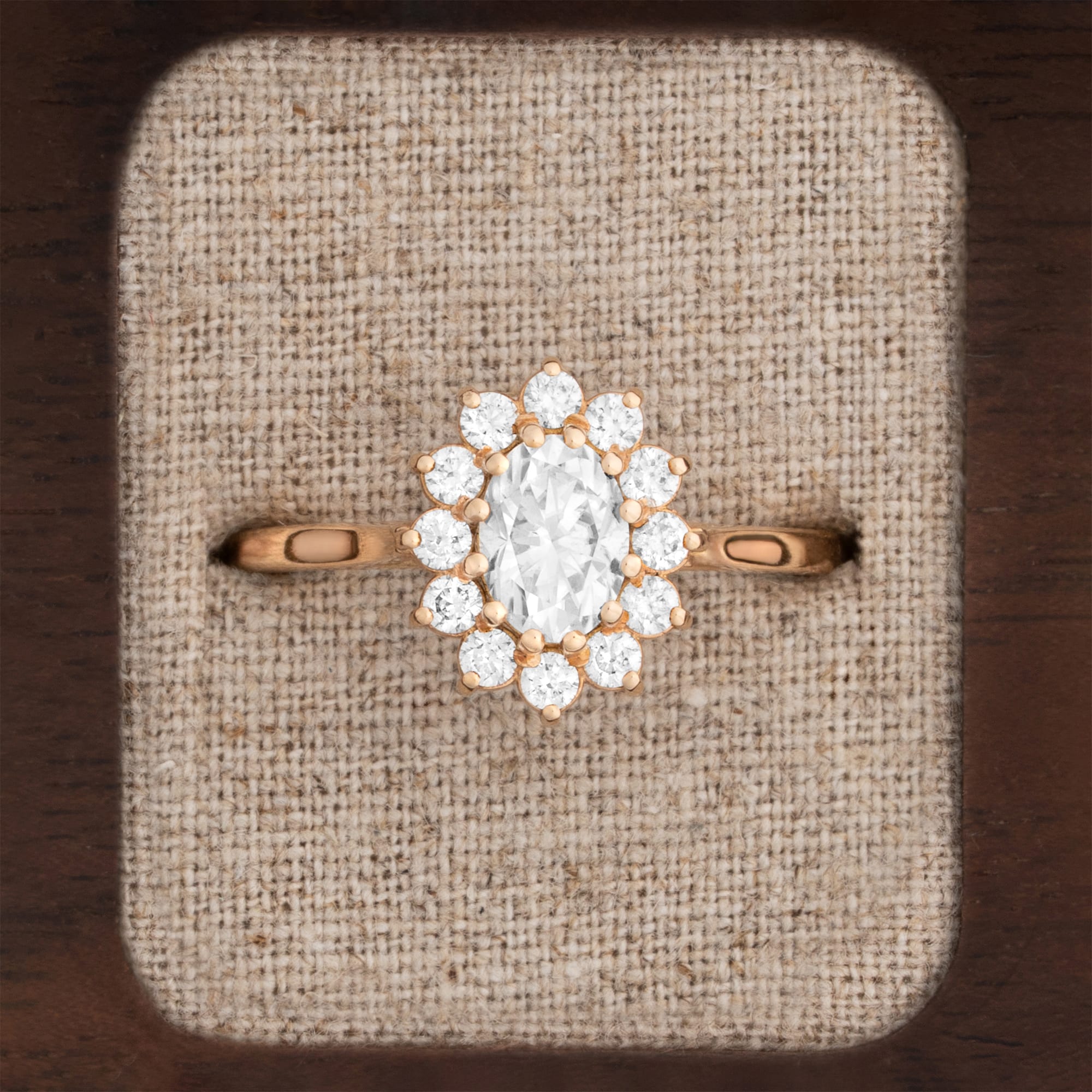 Oval moissanite and lab diamond cluster ring — 5