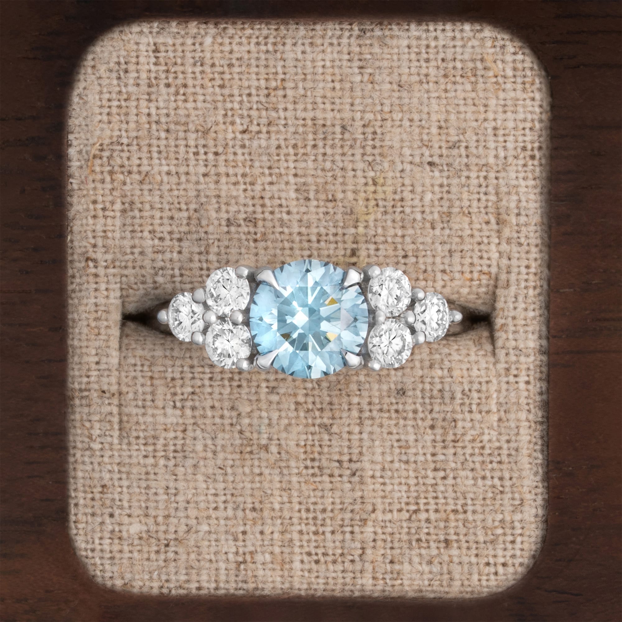 Fancy vivid blue lab diamond ring 