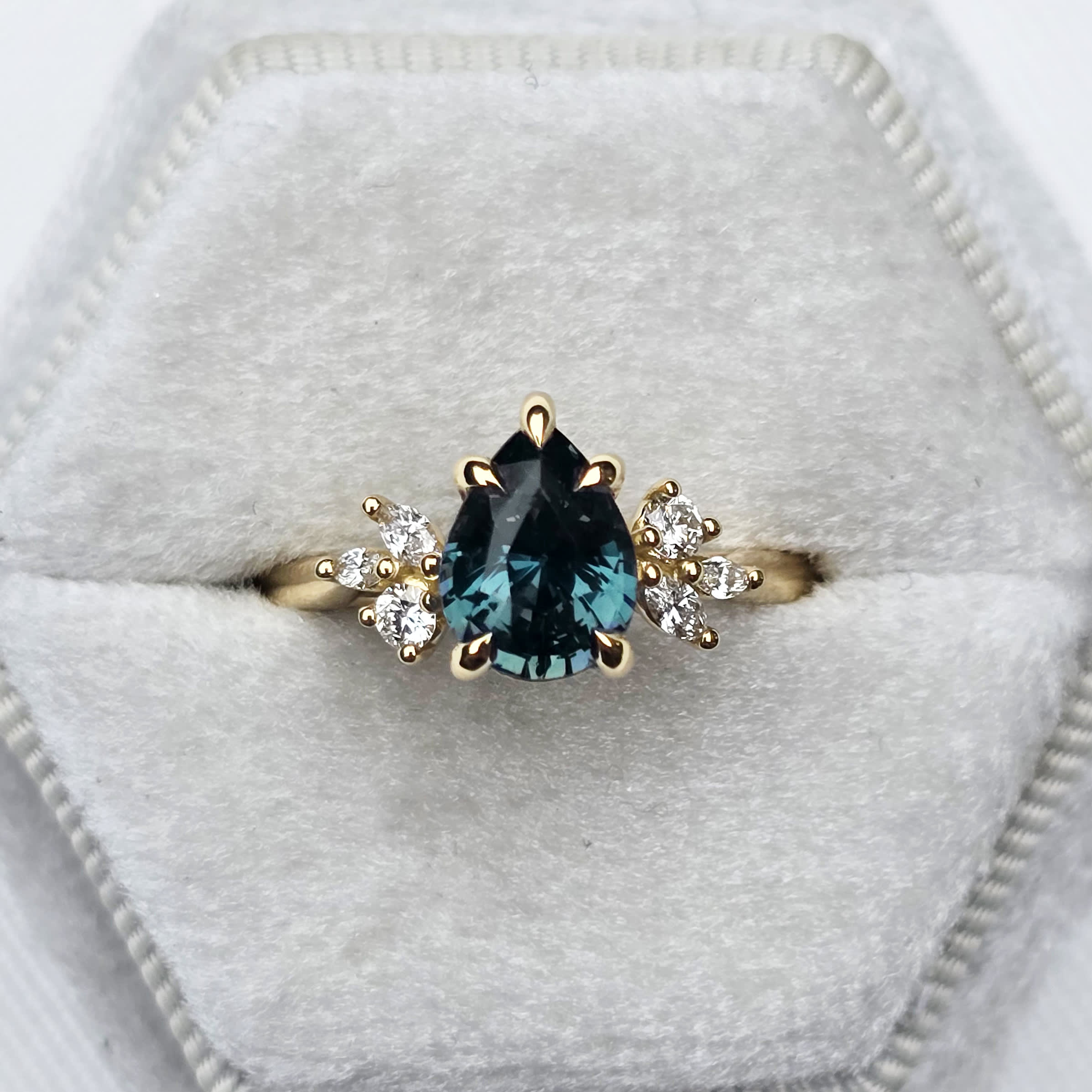 'Dawnflower' Pear sapphire and diamond ring product image