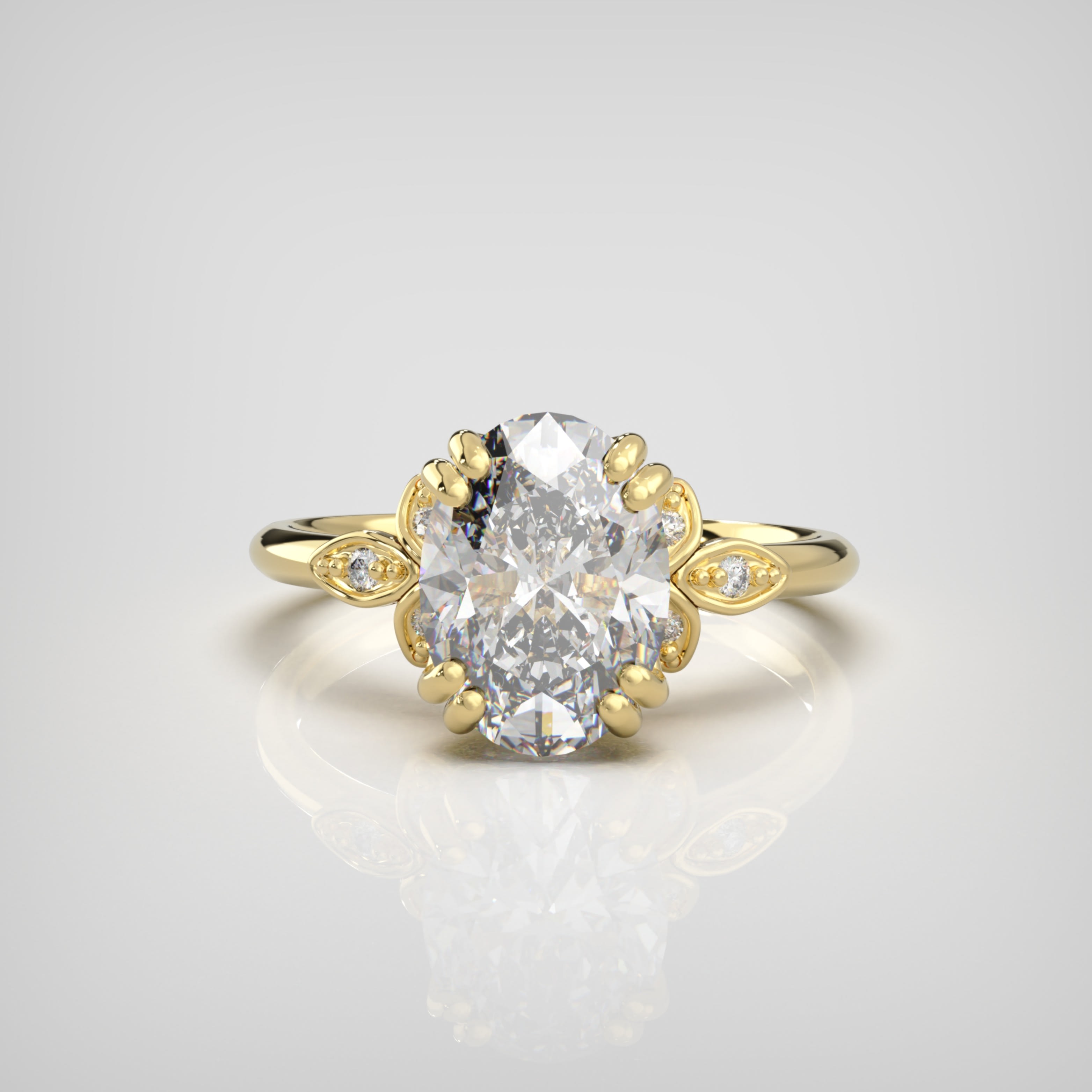 'Leaf & Blossom' Oval lab-grown diamond ring product image