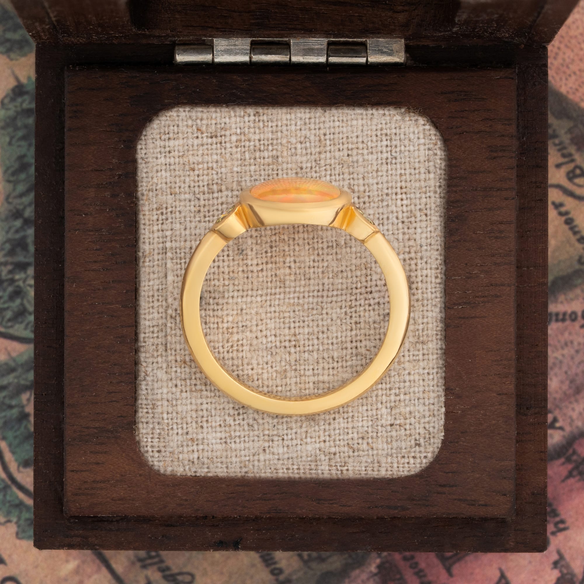 Opal and yellow diamond engagement ring  — 3