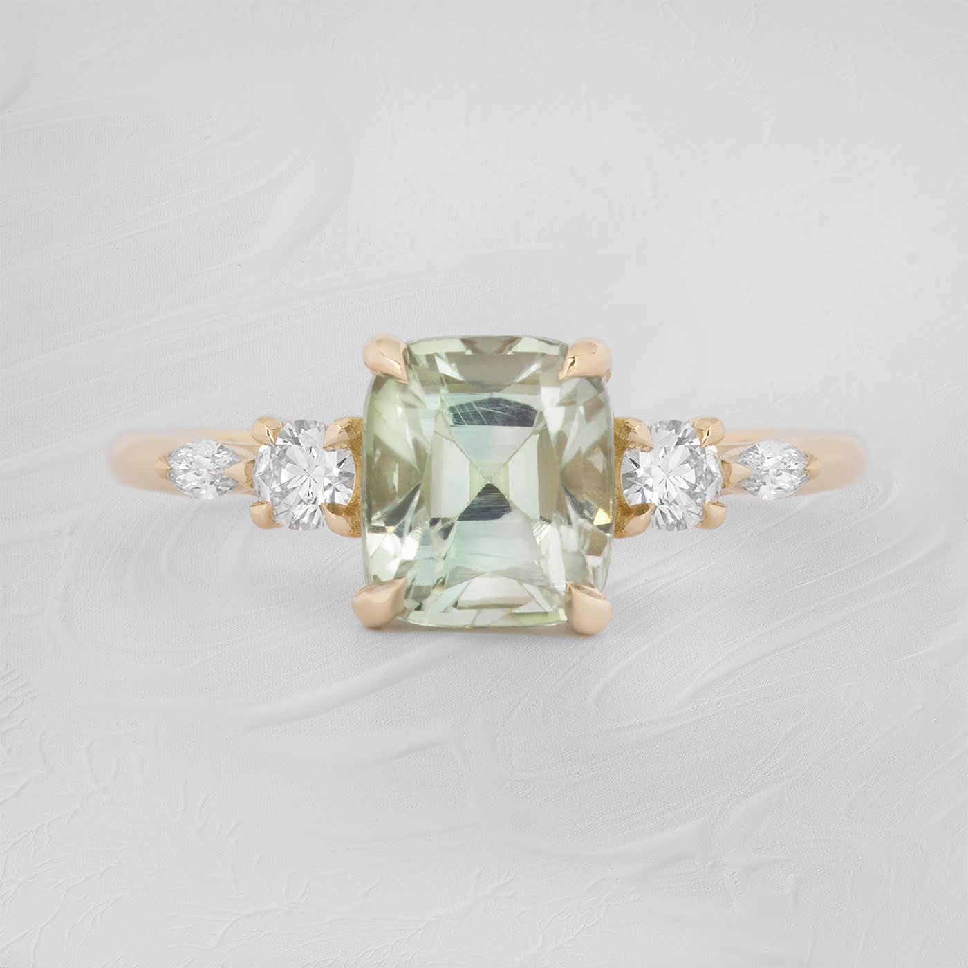 Seafoam green tourmaline and diamond ring product image